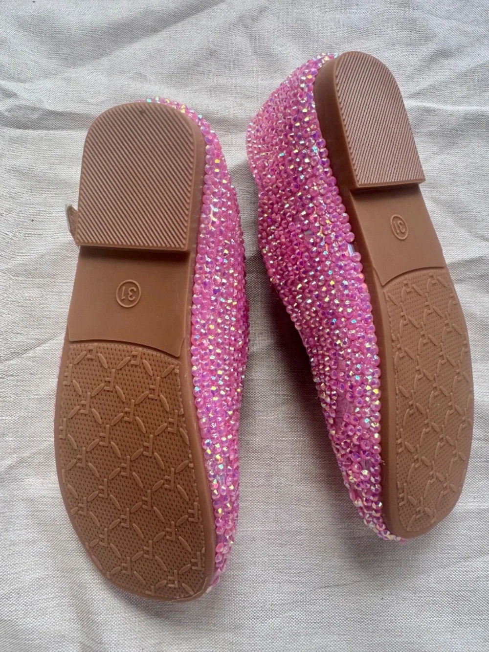 Pink and iridescent beaded shoes shoes